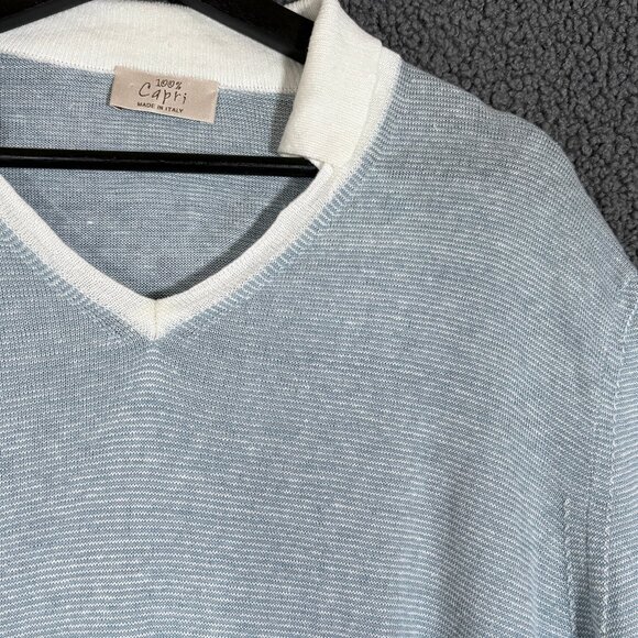 100% Capri 100% Linen Polo Shirt - Men's Size L - Blue - Picture 2 of 8